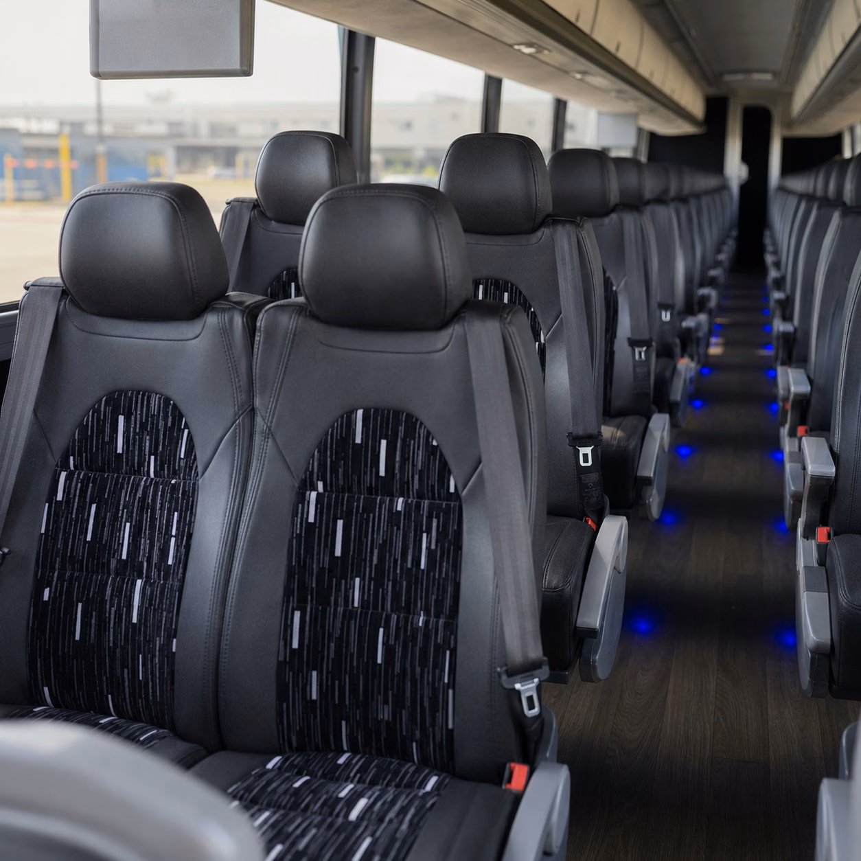 56 passenger charter bus inside